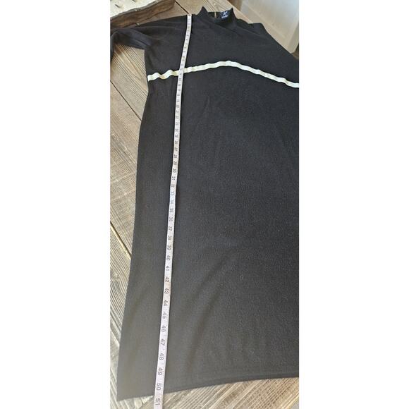 Vintage Maxi Dress Womens 2X Black White Wool Knit Mod 60s 70s Retro Old Money - Picture 8 of 10